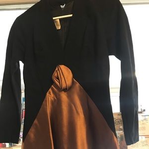 Black and Bronze dress w a rose